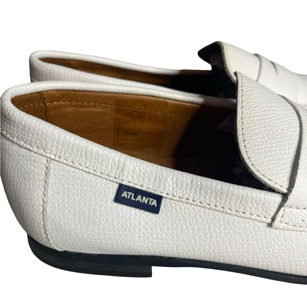 Atlanta Moccasin white leather size 33 (USA) 3 kids penny loafers driving boat